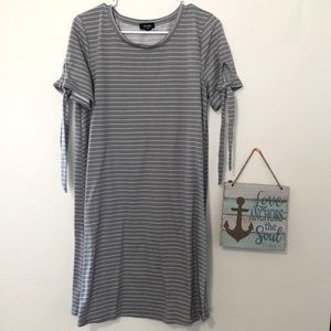 Grey striped dress. Size M fits size large